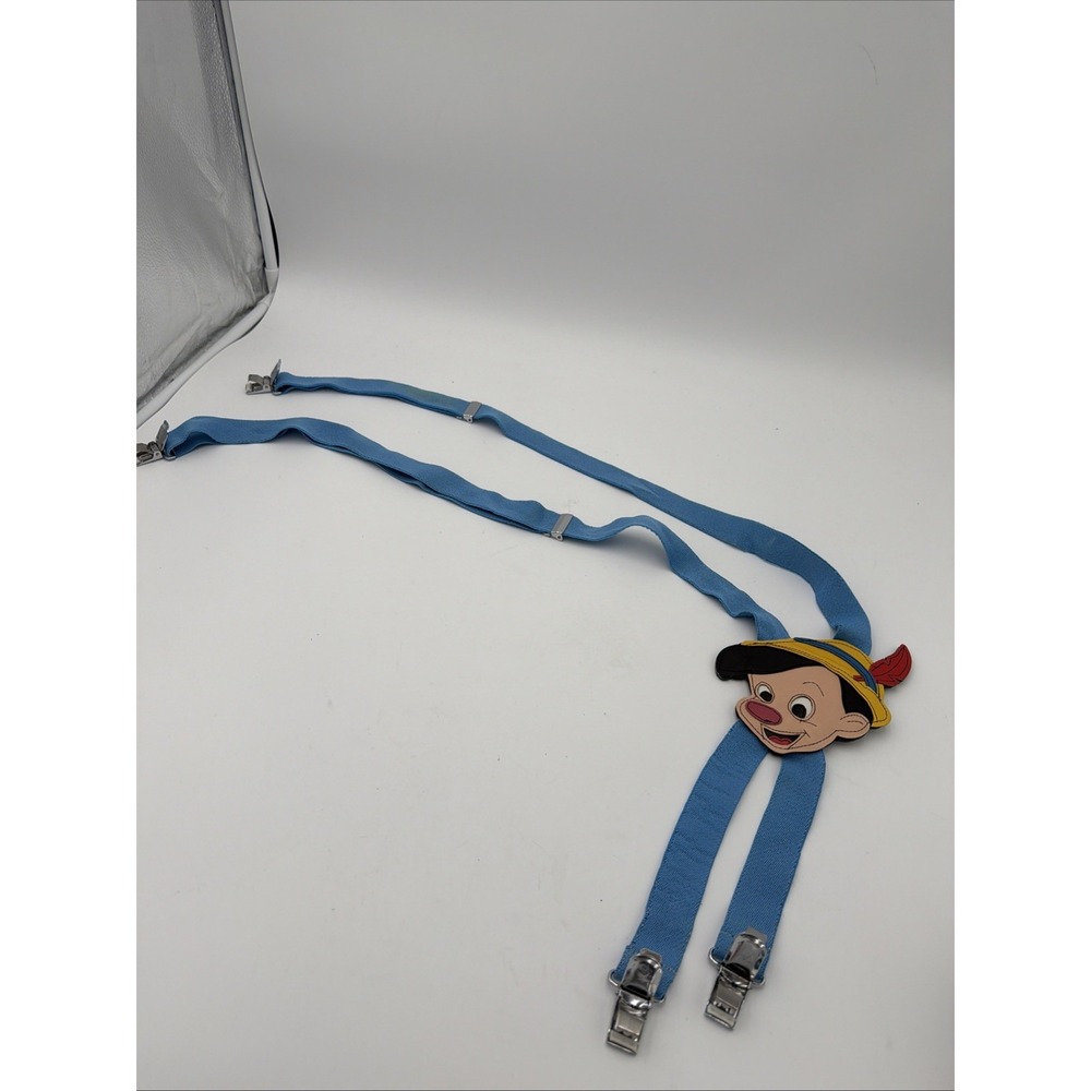 Vintage Walt Disney‎  Rare Classic LeatherPinocchio Head Suspenders - Zephyr